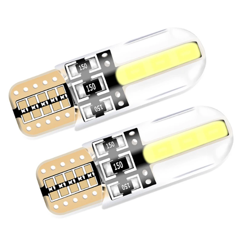 

100pcs T10 W5W Silicone 194 COB Car LED Interior Reading Signal Light Auto Side Wedge Parking Lamp for Car Styling DC12V