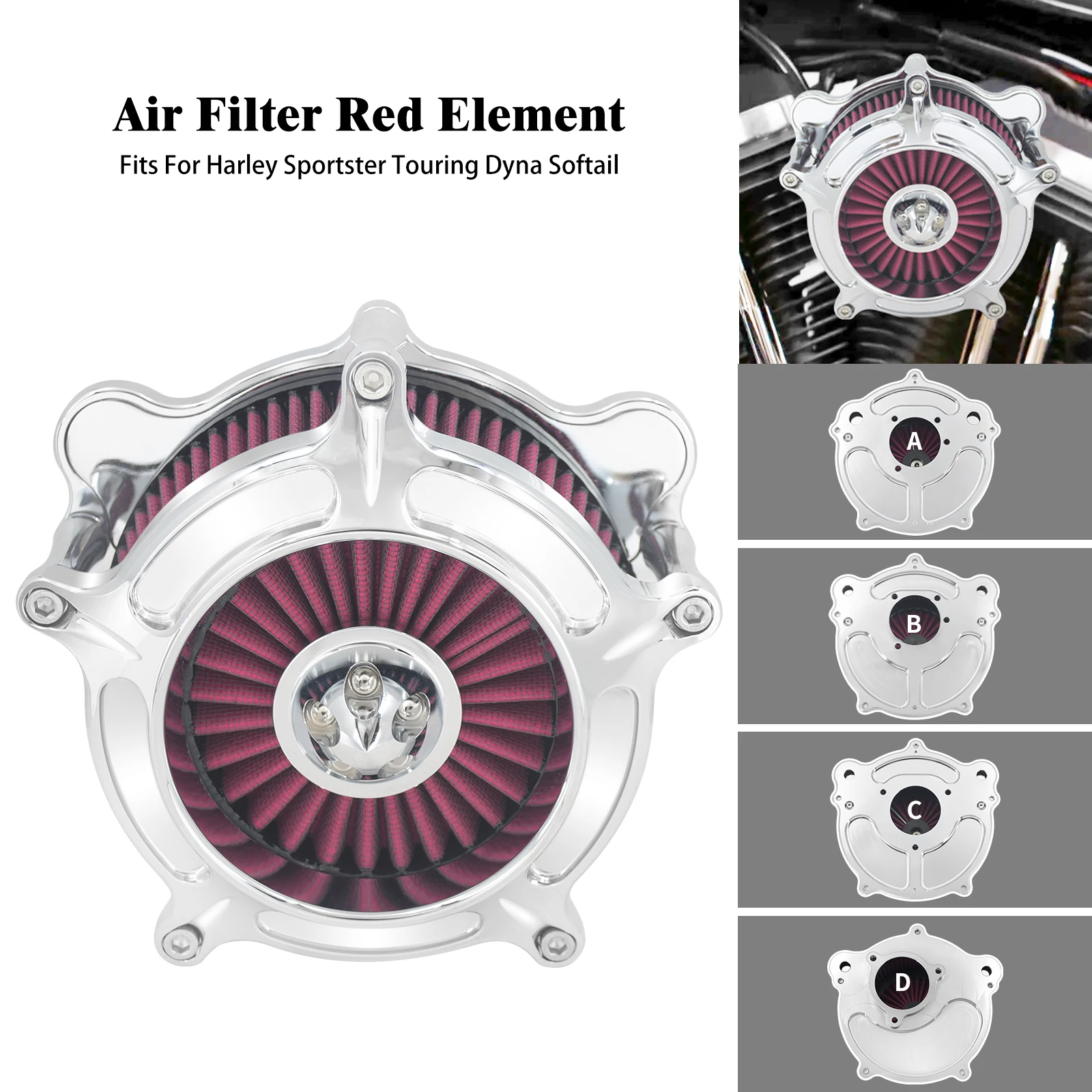 Motorcycle CNC Air Cleaner Intake Filter Element Kit For Harley Touring Road Glide Sportster XL 883 1200 Softail Dyna Fatboy