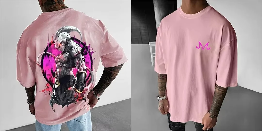 Broly Dragon Ball Animation Derivatives Loose Version Men Anime Muscle Graphics Streetwear Ink Splash Demon Horn Cotton