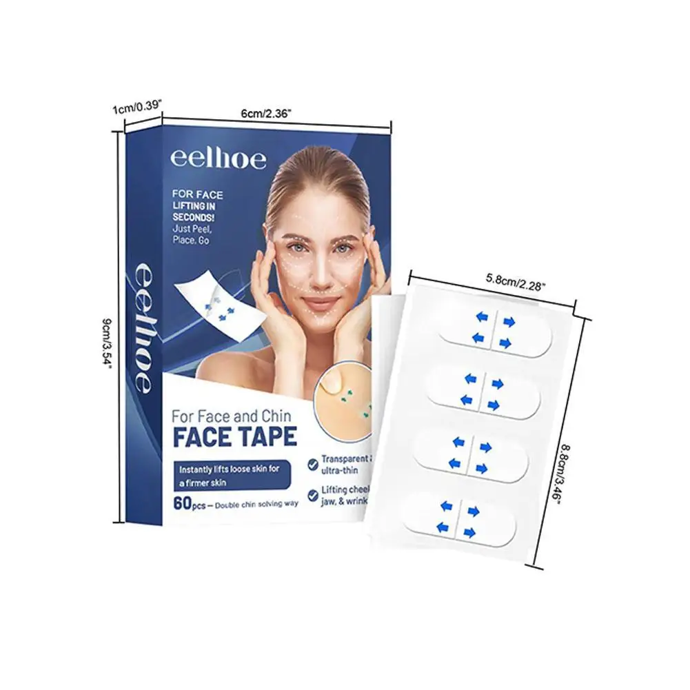 V-Shape Invisible Face Lift Tape, Etiqueta de Elevador Respirável, Ferramentas de Maquiagem Instantâneas, 40 Pcs, 60 Pcs, 80Pcs