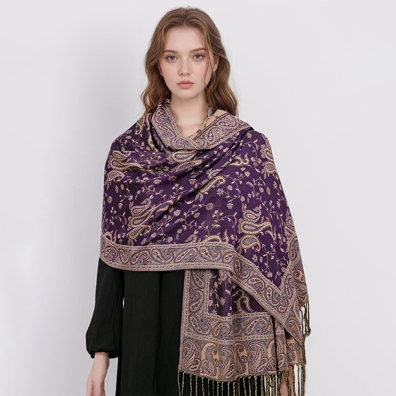 Tassel Blanket Design Paisley Jacquard Pashmina New Fashion Shawl Wrap Cashmere Scarf Women Neckerchief Poncho Hijab Stoles 2025