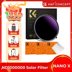 K&F CONCEPT ND1000000 Solar Filter 20-Stops Solid Neutral Density Celestial Event Multi-Coated Photography Filters Camera Lenses