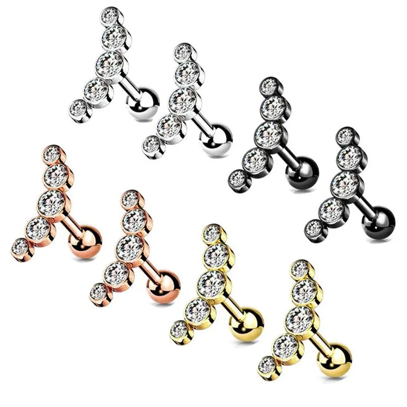 

wholesales Stainless Steel Helix Earring Cartilage Jewelry S Shape Labret Piercing Lip Ring Twist Tragus Earring Stud wholesale