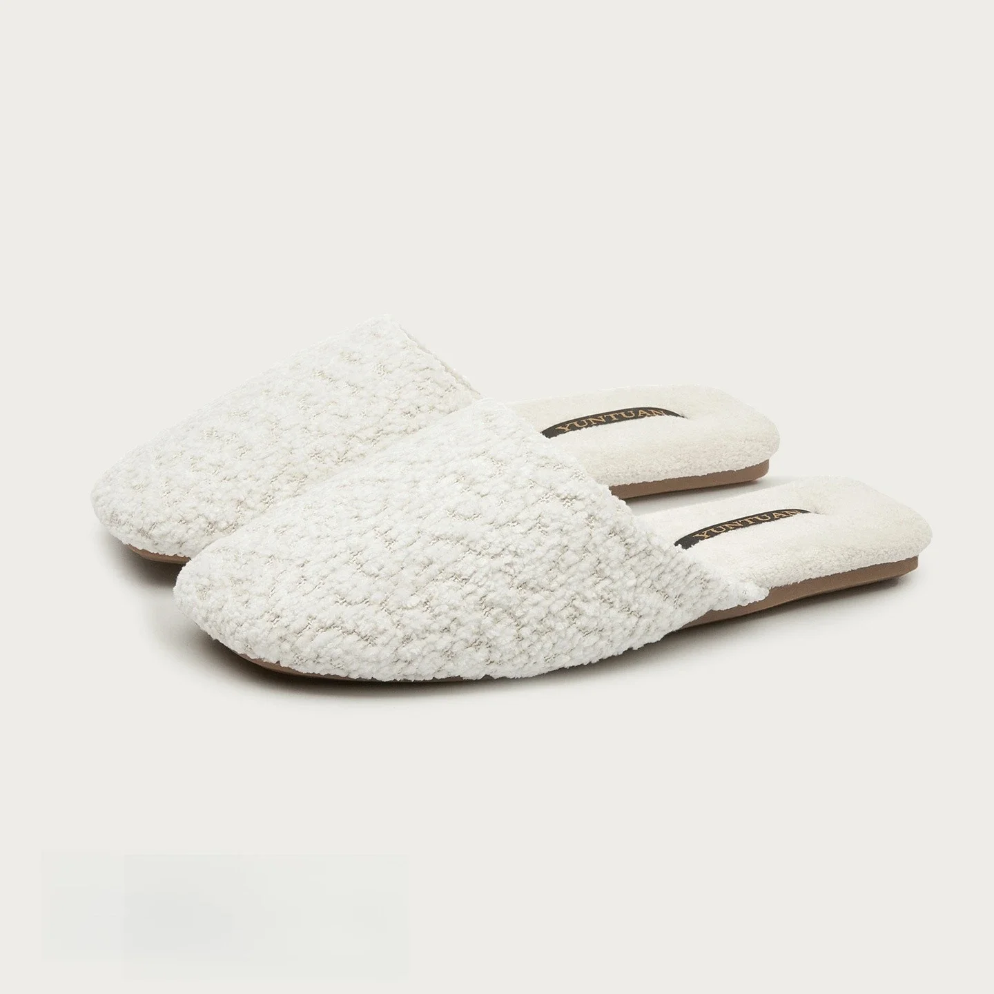 Autumn Winter Gentle Style Comfortable Soft Loop Pile Warm Teddy Fleece Cotton Women's Slippers Couples Indoor Non Slip Slippers view 3