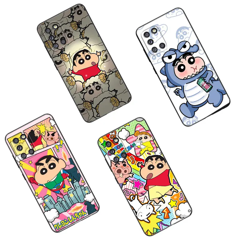 Cute Crayon Shin-chan Black Phone Case For Samsung Galaxy A01 A03 Core A04 E A02 A05 A10 A20 A21 A30 A50 S A6 A8 Plus A7 2018