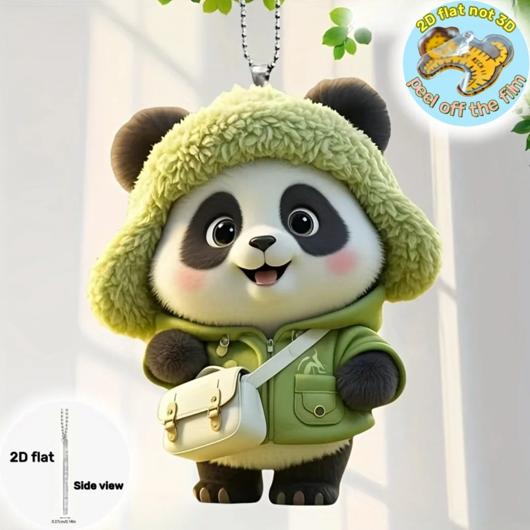 Cute Dressed Panda Pendant Keychain,Cartoon Panda 2D Flat Acrylic Ornament Charm,Hang Decoration for Car,Bag,Festive,Party,Gift