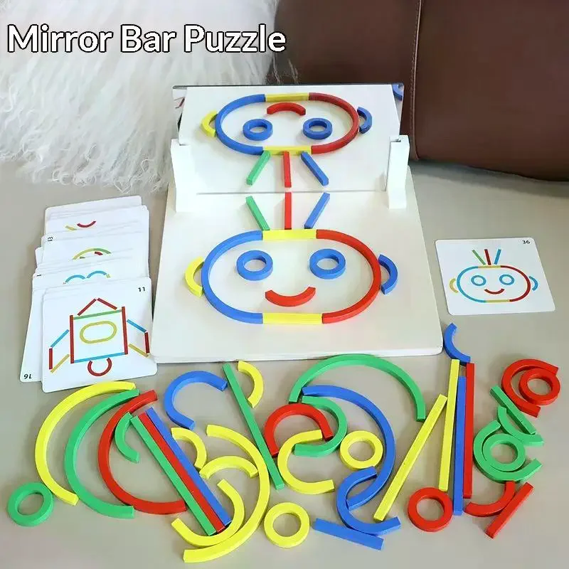 

1 Set Wooden Early Educational Toys Montessori Mirror Puzzle Toy For Kids Logical Thinking Space Training Brain Game Travel Toy