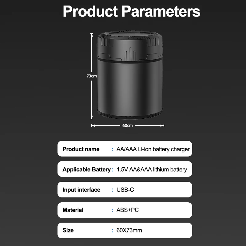 Pengisi Daya Lithium Baterai Isi Ulang AA dan AAA 1.5V, dengan Kotak Penyimpanan Pengisian Daya Terintegrasi (Baterai tidak termasuk)