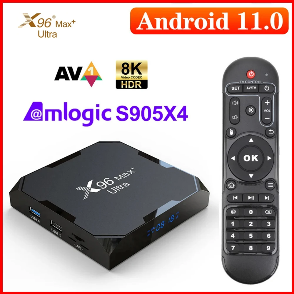 X96Max Plus Ultra TV Box Android 11 Amlogic S905X4 4GB 32GB TV BOX AV1 8K 2.4G&5G Wifi BT X96Max+ Media Player TV Set Top Box