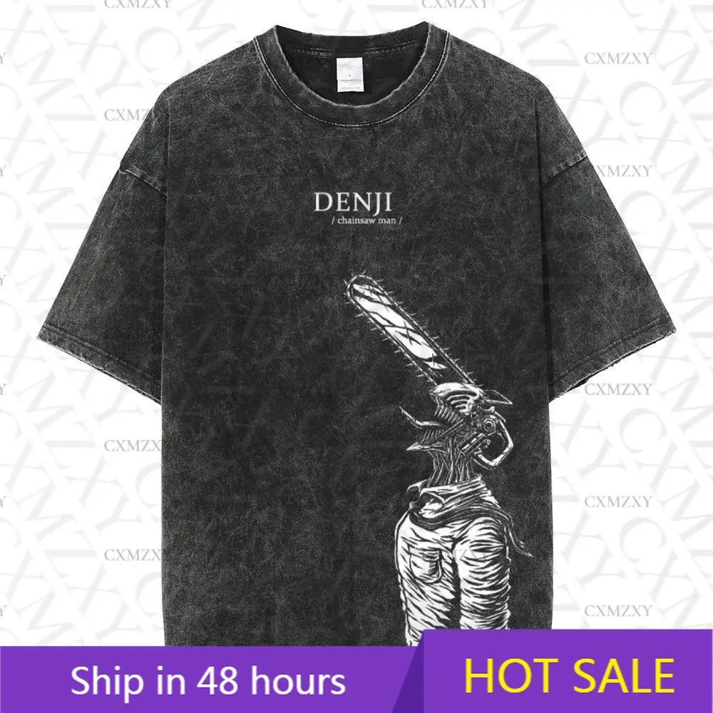 

Heavy movie Den Ji peripheral retro washed and worn short sleeves