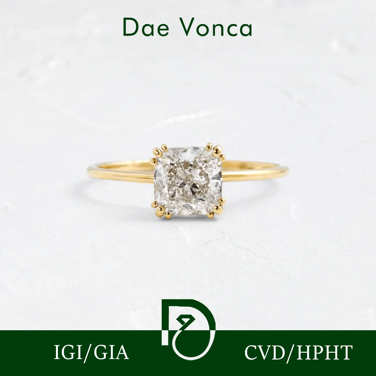 

Cushion Cut Lab Grown Diamond Ring 9K/14K/18K Yellow Gold Four Triple-Prongs Shaped Lab Diamond Engagement Ring For Women