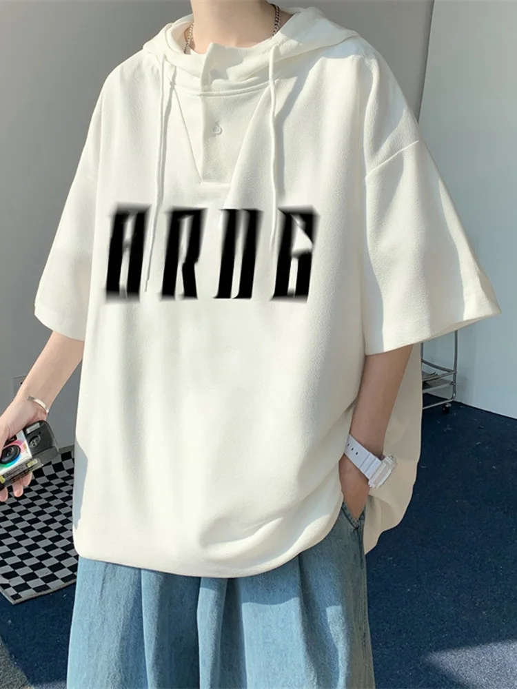 

Свободная футболка с капюшоном из ледяного шелка, мужская летняя тонкая толстовка ort Sve, повседневная молодежная брендовая толстовка Faion для средней школы...