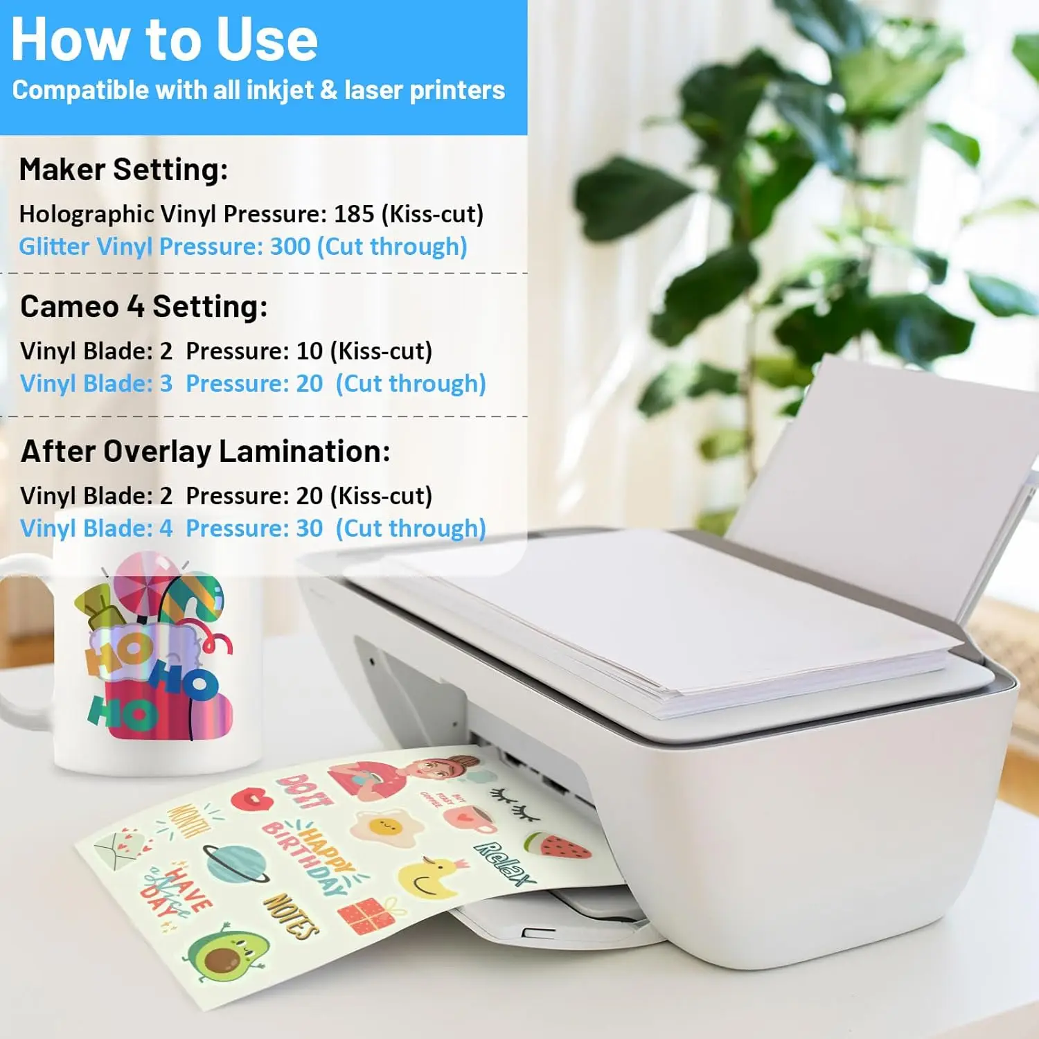 3 stks ESHANG A4-formaat Glow-in-the-Dark Printbare Vinyl Sticker Papier Pack voor Inkjet Printer Niet-waterdichte Glow Sticker Papier