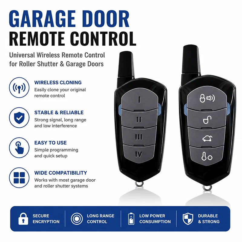 433MHz 4-Button Universal Remote Cloner - Auto-Copy Duplicator for Garage Door & Home Gadgets