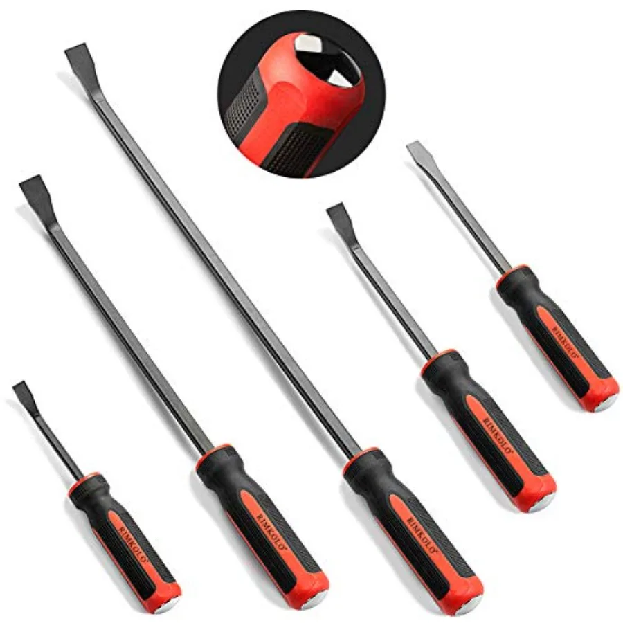 

Pry Bar Set 5Piece Heavy Duty Pry Bars with Thicker Strike Caps Designed for Automotive Repair Demolition Work and Nail Removal