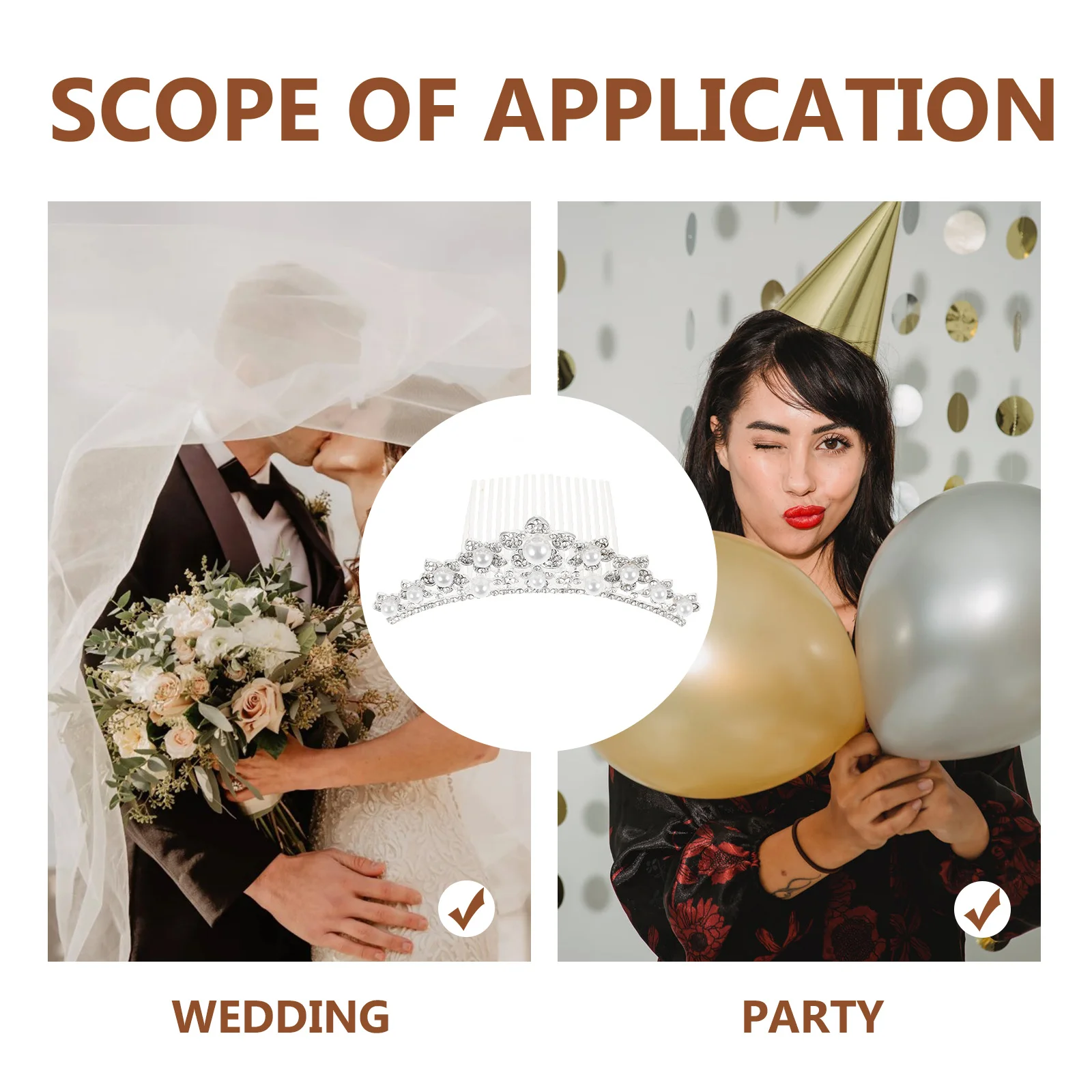 

Elegant Pearl Crown Insert Hair Comb Bridal Wedding Tiara Pageant Hair Accessories Chic Design Durable Lightweight