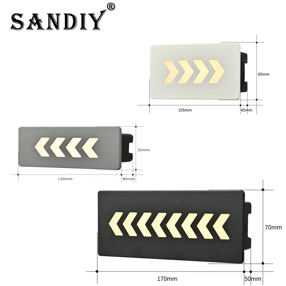 

SANDIY Outdoor Led Stair&Step Light Recessed Wall Waterproof IP6 Lamp For Home Landscape Pathway Stairway Garden Yard Footlight