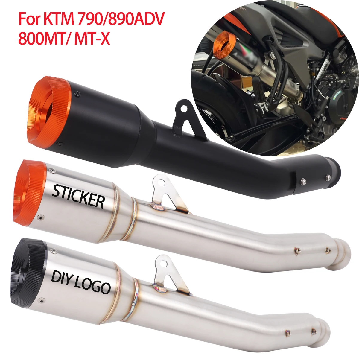 Slip-on-Auspuff für KTM 790/890ADV CFMOTO 800MT / 800MT-X Auspuffanlage Schalldämpfer Mittelrohr CNC-Endstück 890ADV Auspuff