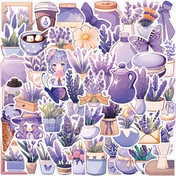 10/30/50PCS Purple Lavender PVC Sticker Aesthetic Children's Decoration Scrapbooking Korean Stationery School Supplies for Kids