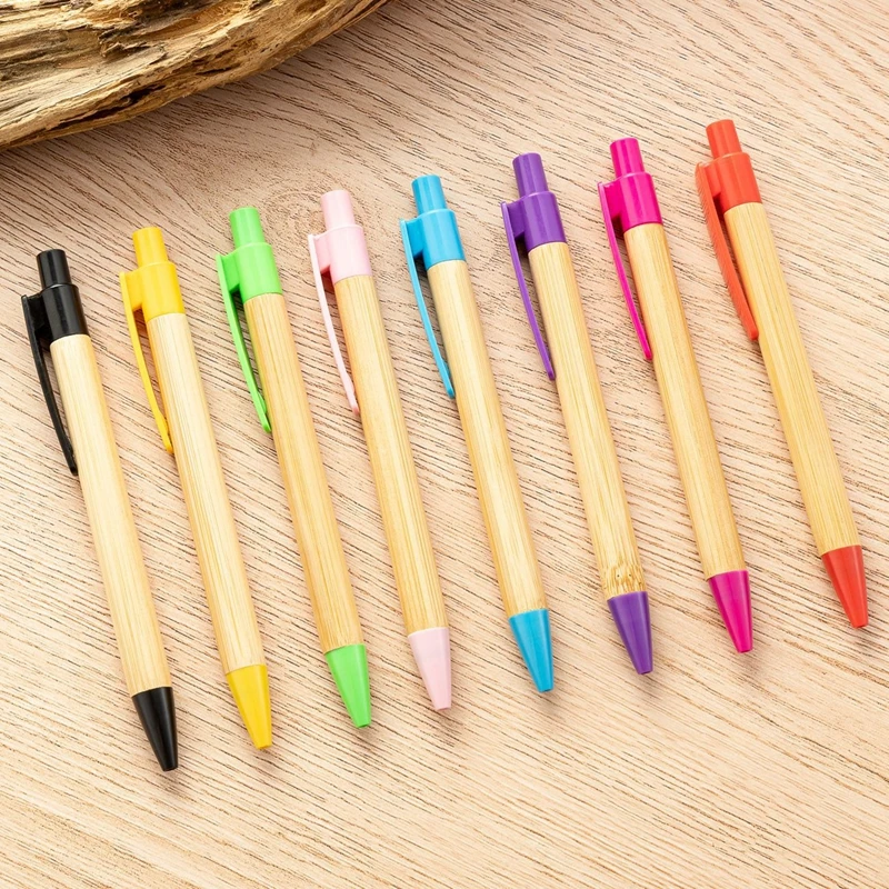 bambu caneta esferografica 50 pcs para estudante escritorio publicidade natural 01