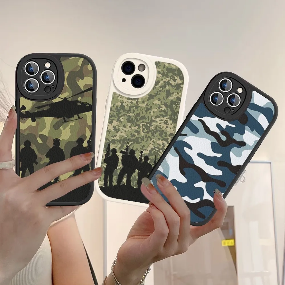 

Camouflage Camo Military Phone Case Hard Leather For IPhone 14 13 12 Mini 11 14 Pro Max Xs X Xr 7 8 Plus Fundas