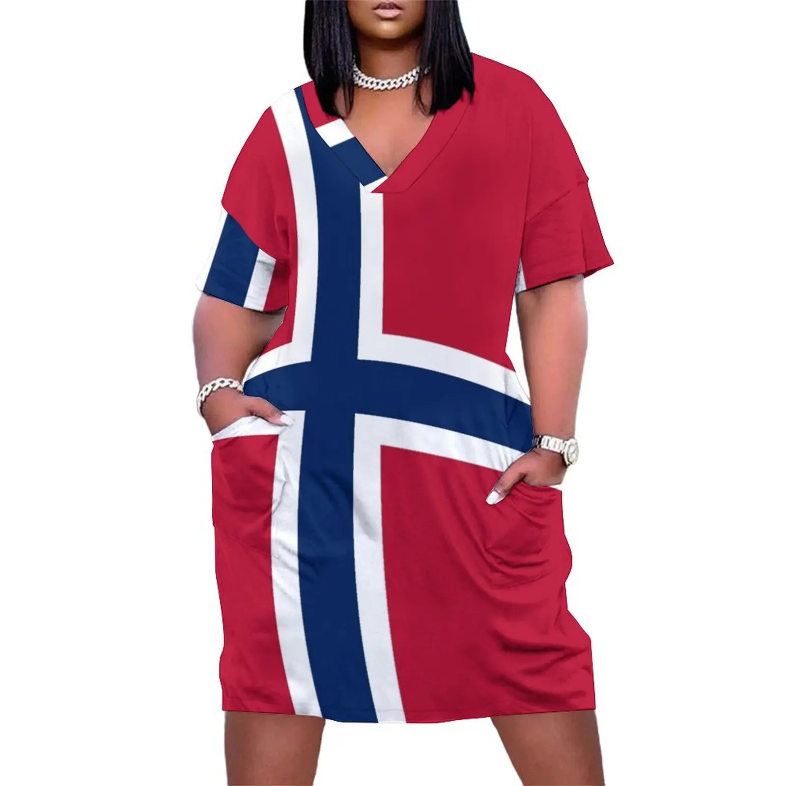 

Flag of Norway Loose Pocket Dress summer clothes dresses for official occasions women dresses evening dress ladies