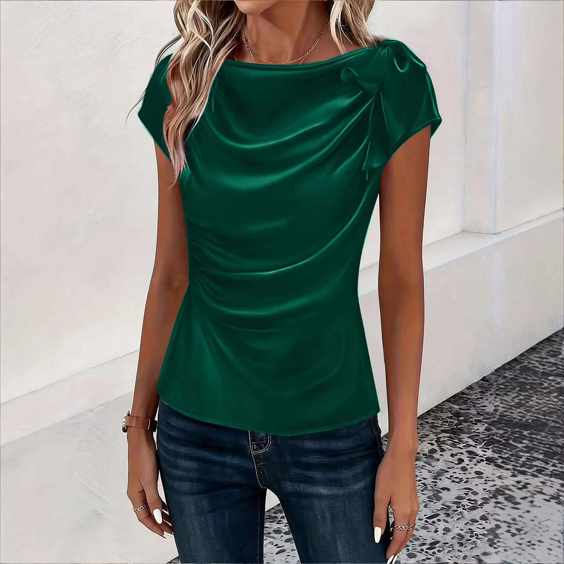 Women's Satin Draped Neck Shor - Women'S Fashion Trends Spring 2026 review and price