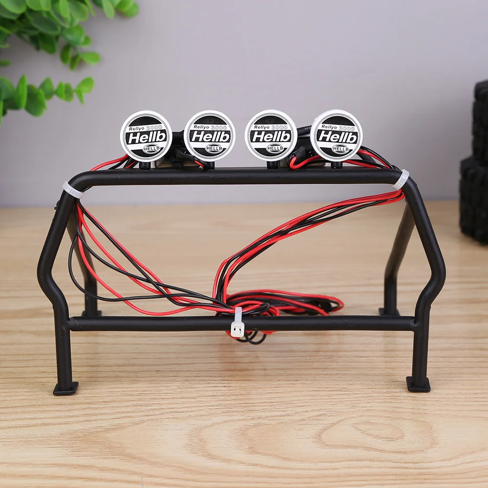 

Metal Roll Cage Bucket with 6 LED Lights RC Car Roof Rack Roll Cage Bucket Metal RC Car Roll Cage Bucket