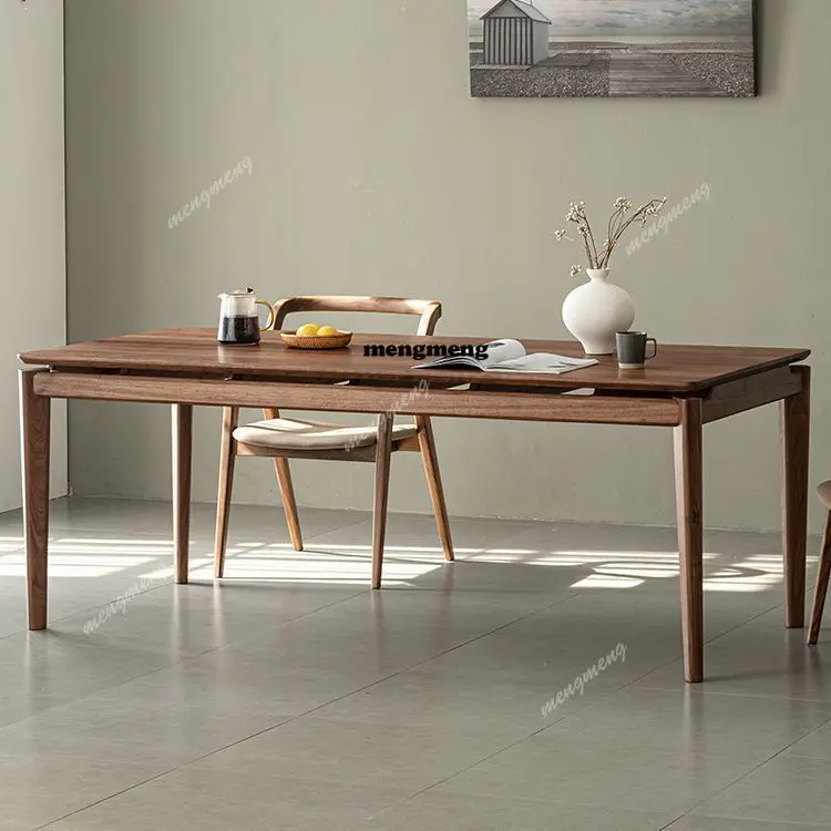Nordic simple black walnut dining table all solid wood home living room large workbench office modern