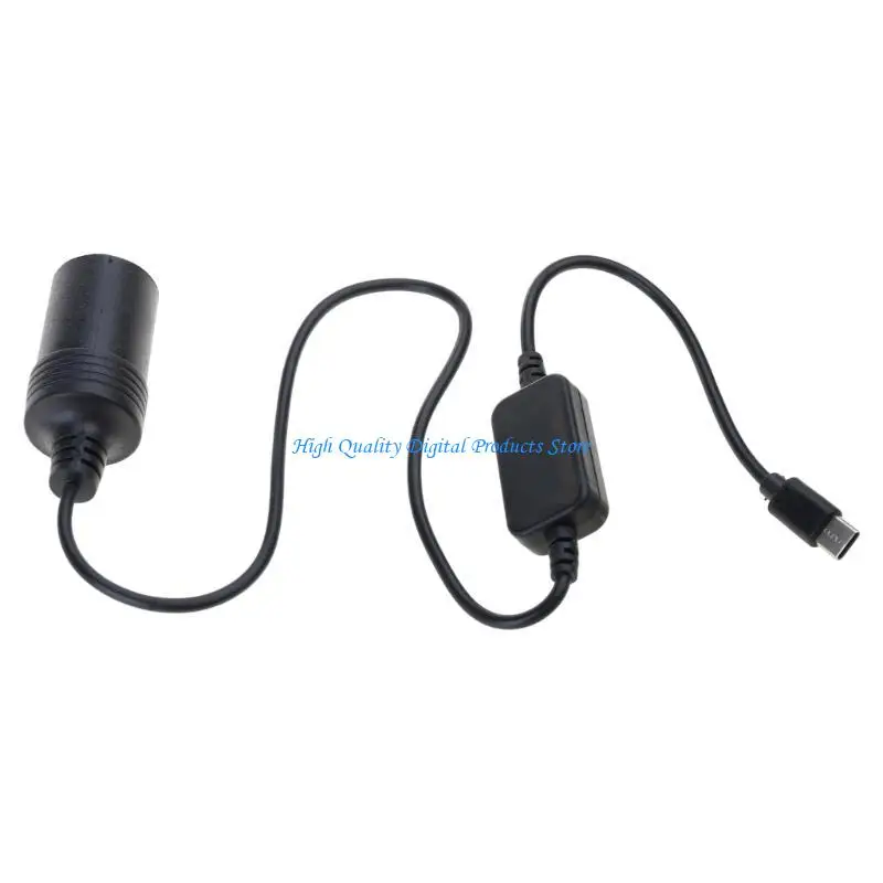 

U2JE Type C 5V to 12V Car Cigarettes Female Socket Converter with USB Adapter