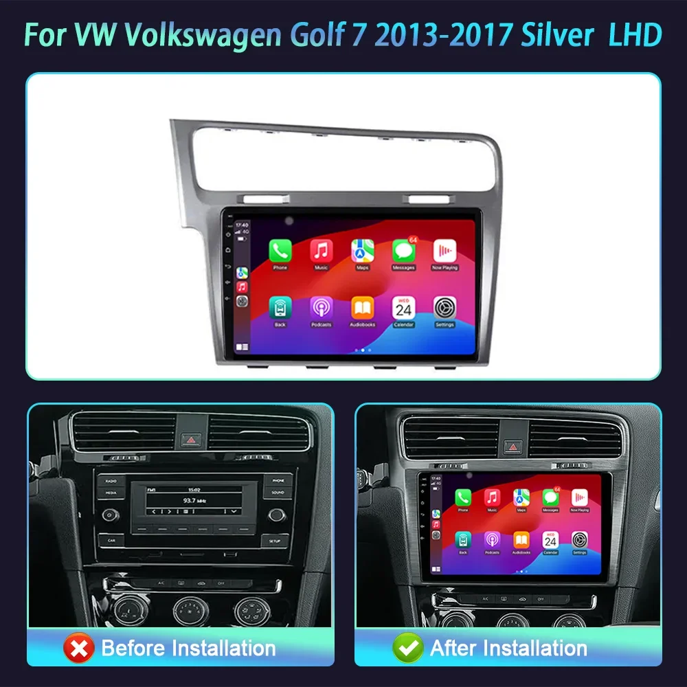 

10-дюймовый автомобильный радиоприемник для VW Volkswagen Golf 7 2013-2017, серебристый BT Carplay Android 16, мультимедийная навигация, головное устройство, экран 2K QLED