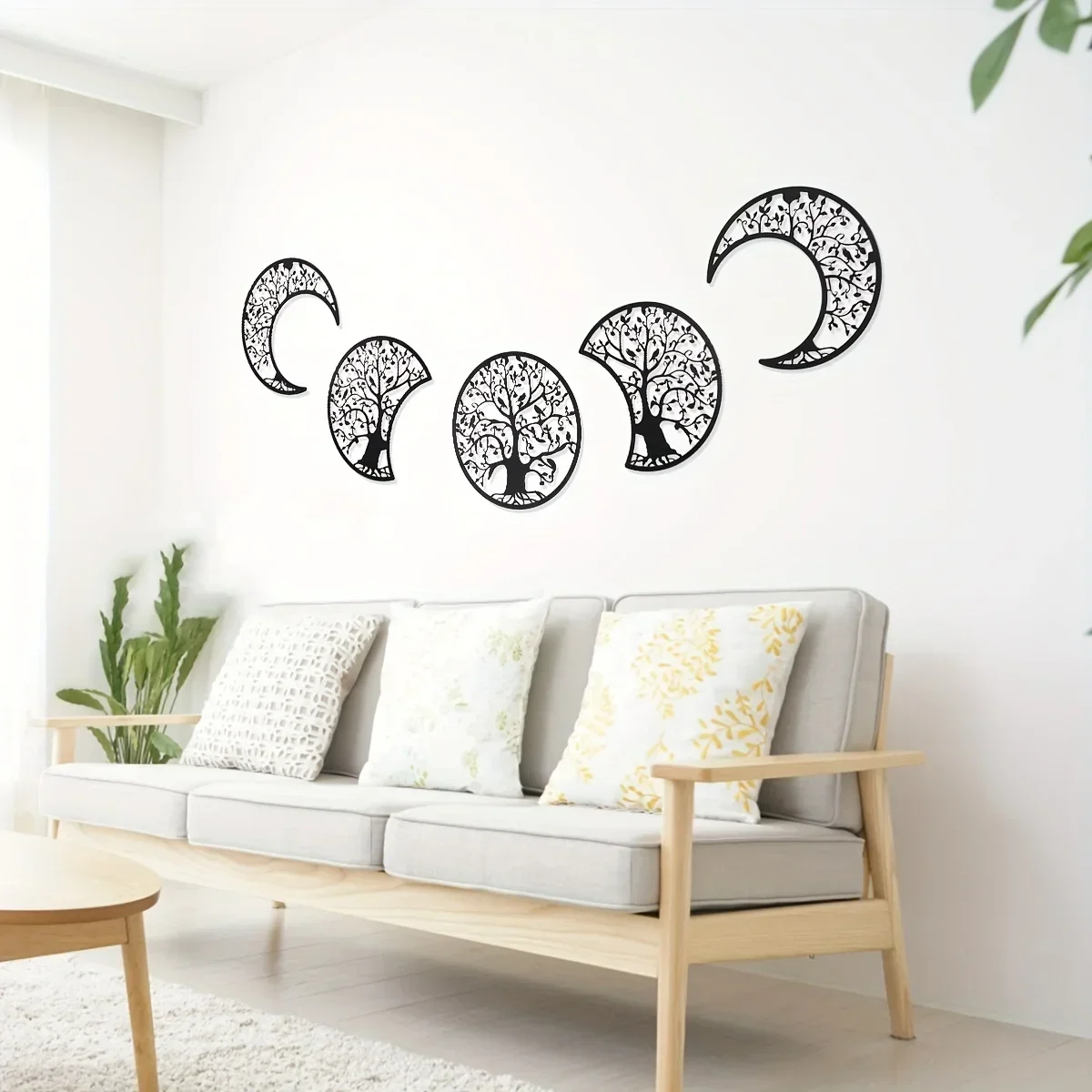 

CIFBUY Deco 5pcs Bohemian Moon Phase Wall Hanging Decoration Metal Lunar Aesthetic Art Bedroom Livingroom Dorm Office Background