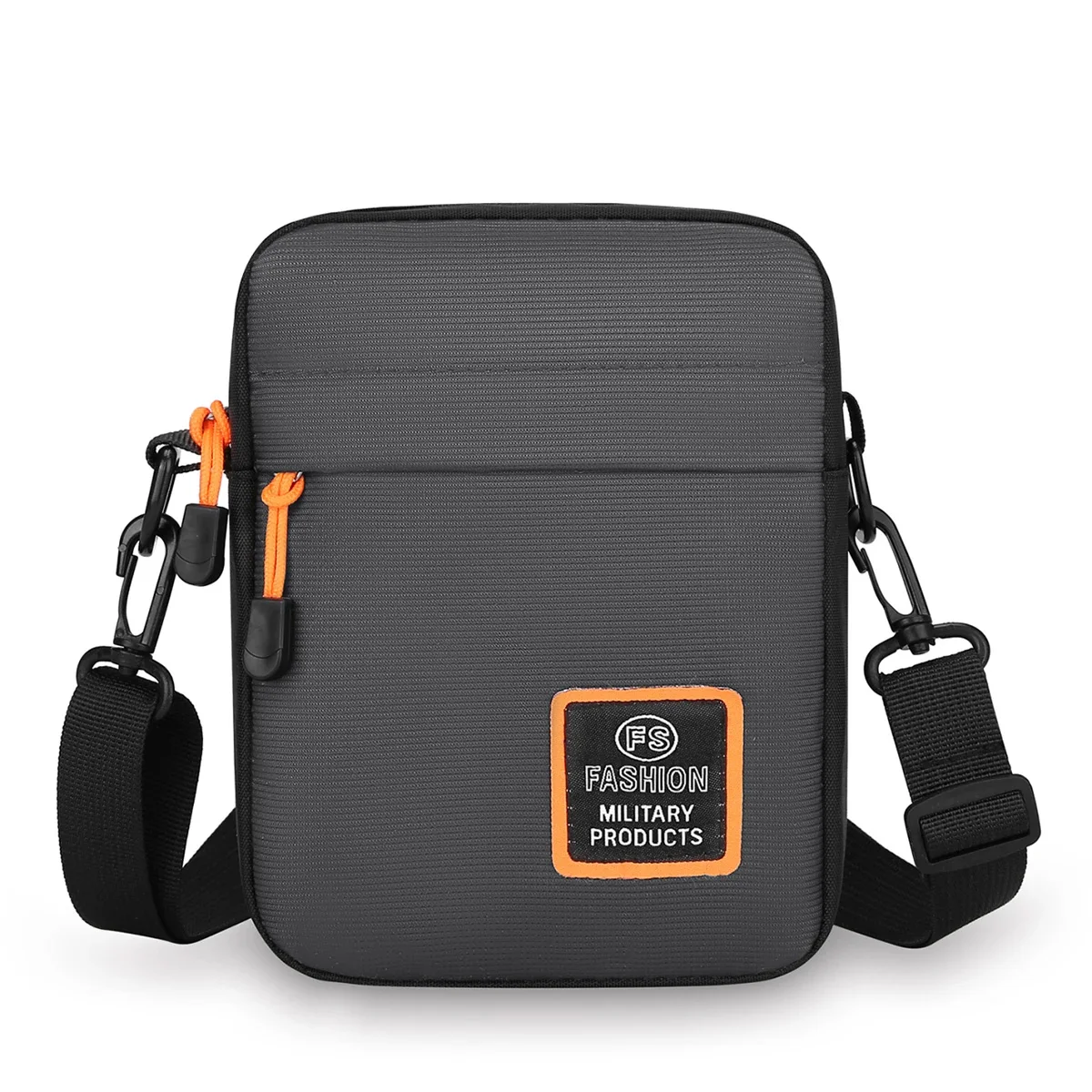 

For Daily Use Mens Lightweight Nylon Crossbody Bag Square Style Multiple Compartments Zipper Adjustable Strap Bag