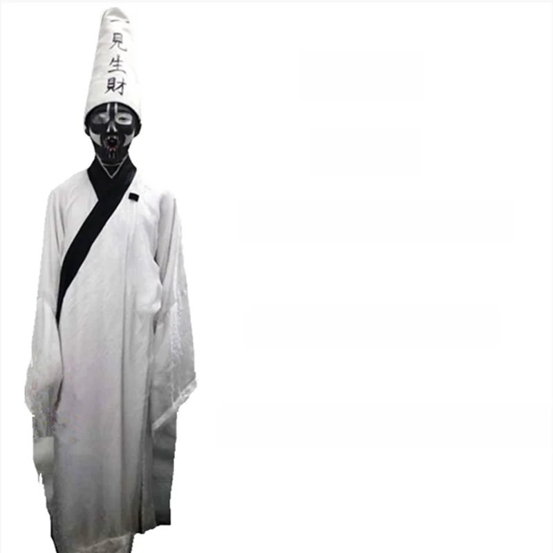 

Костюм призрака на Хэллоуин для взрослых, мужской костюм Цин Динаса, зомби, официальный черно-белый необычный костюм Daoist Jue, традиционная одежда Chi...