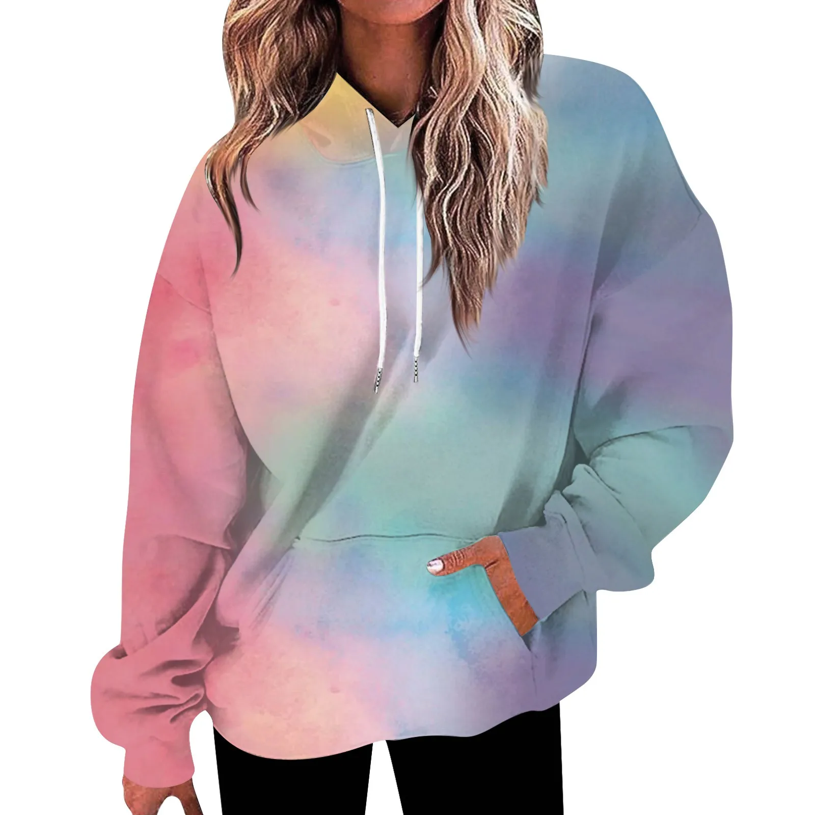 

Women's Fashion Daily Versatile Casual Crewneck Sweatshirts Graphic Daily Long Sleeve Gradient Patchwork Printed Top Sweatshirts