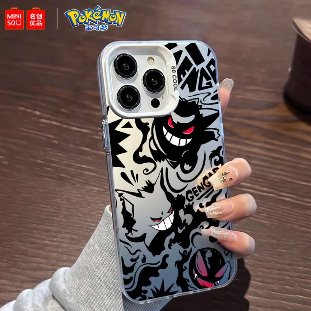 Miniso X Pokemon Gengar Phone Case For iPhone 11 12 13 14 15 16 Pro Max X XR XS Mini Plus