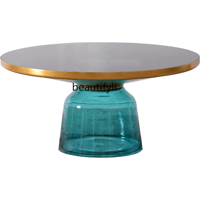 

Nordic Tempered Glass Bell Coffee Table Living Room Personalized Creative round Modern Simple and Light Luxury