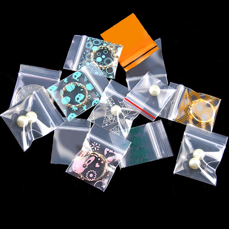 100Pcs Small Mini Cute Jewellery Coin Packaging Self-Sealing Bags Zip Lock Bags Small Objects Organiser Pouch For Pill