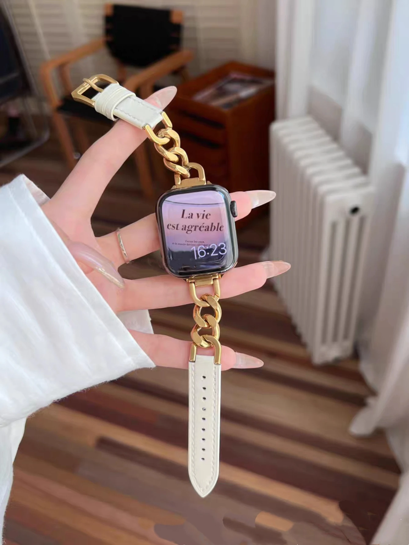 Popular Leather Loop Stainless Steel Link for Apple Watch Band Series 11/8/7/6/10/9 40mm 41mm 38mm 42mm 44mm 45mm 46mm Strap