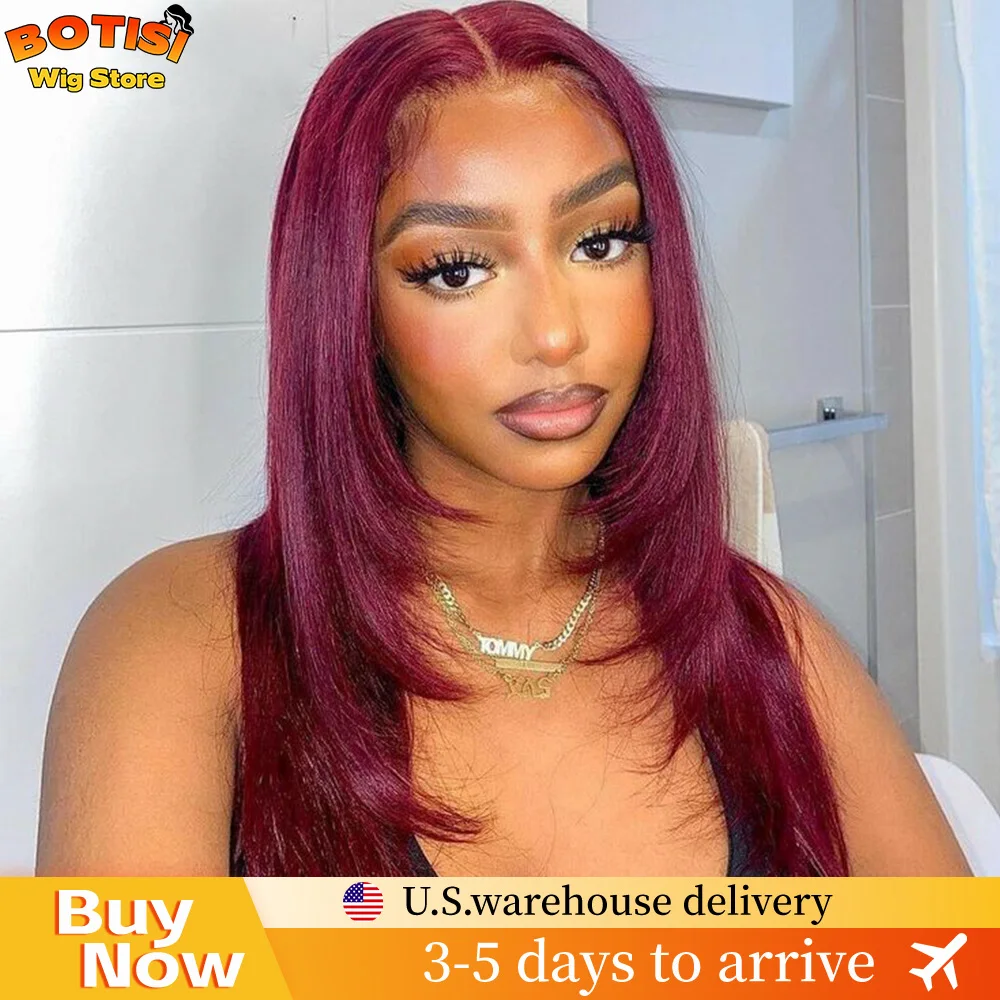 

Botisi Hd Парик шнурка 13x6 Человеческие волосы Прямые 13x4 Парики фронта шнурка Bone Прямые парики из человеческих волос Бордовый человеческий фронтальный парик шнурка