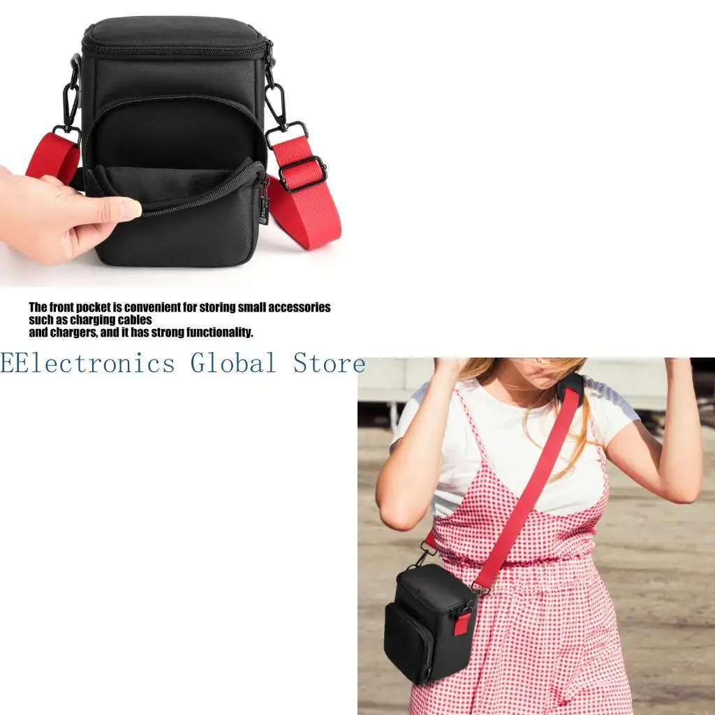 462B Compactly Camera Shoulder Bag for Flip, Zippered Storage Case with Front Accessory Pocket for Commute and Travel Carry