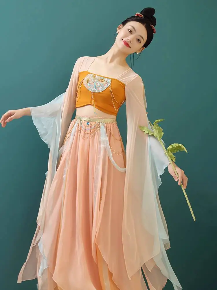 

New Dunhuang Improve Hanfu Women Exotic Style Color Blocking Han Elements Costume Drama Dance Costume