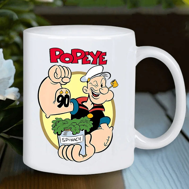 

[11oz Insulated Spinach Mug] Pokeye Spinach Ceramic Mug, Reusable, Insulated, Hand Wash Only, Multi-Purpose Coffee Cup for