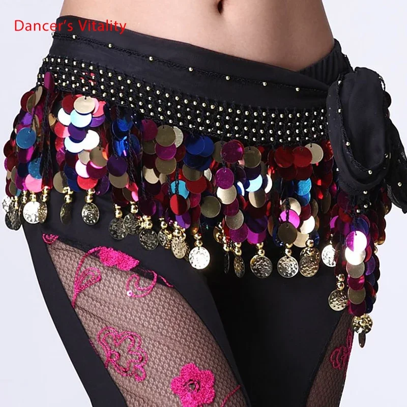 Belly dance belt costumes sequins tassel belly dance hip scarf for women belly dancing belts indain colors belt