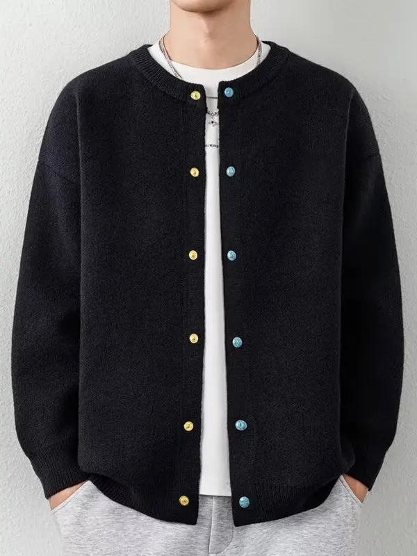 

Knitted Cardigan Men's Casual Baseball Collar Outerwear Spring Autumn New Sle Comfortable Soft Breathable Wear Resistant