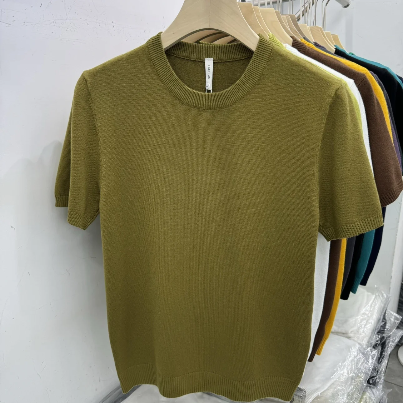 

Faionable Versatile Men's round Ne Knitted ort Sve Casual Plain Color Base irt Polyester Fiber Autumn Wear