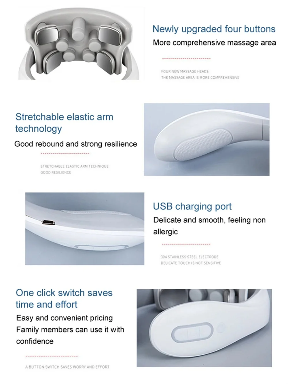 آلة تدليك الرقبة بالضغط الساخن ، 4 حماية للرأس والرقبة ، آلة تسخين ، اهتزاز ضوء التنفس ، العمود الفقري العنقي