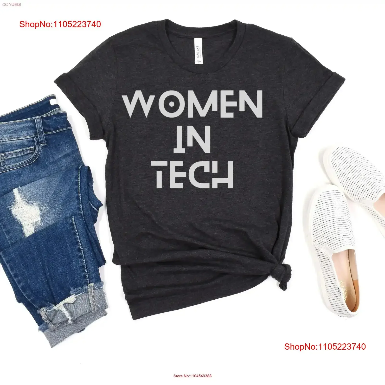 قميص نسائي في التكنولوجيا للفتيات الذين يقومون برمز برنامج IT Tech Developer ويطوير الويب برمز T مثل فتاة عتيقة مغسولة للجنسين