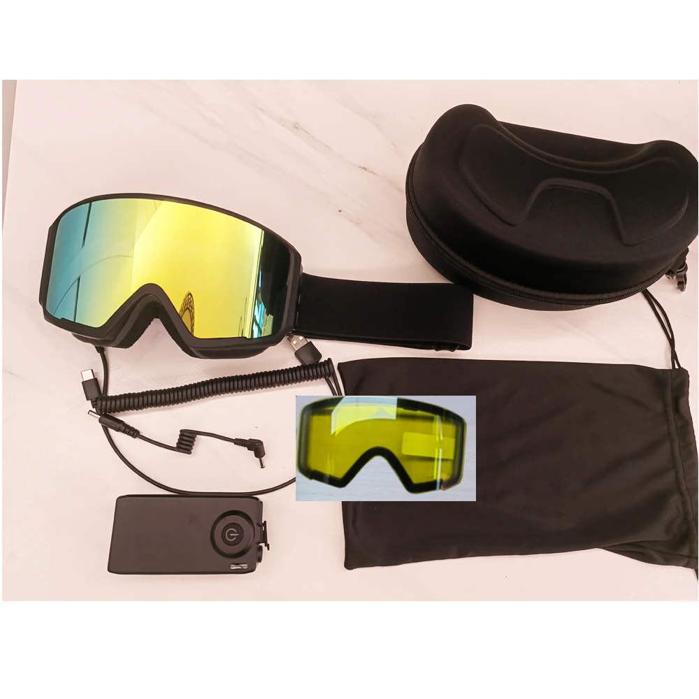 Heated Ski Goggles Anti-Fog System with Magnetic Lens   Snow and Snowboard Eyewear for Sports