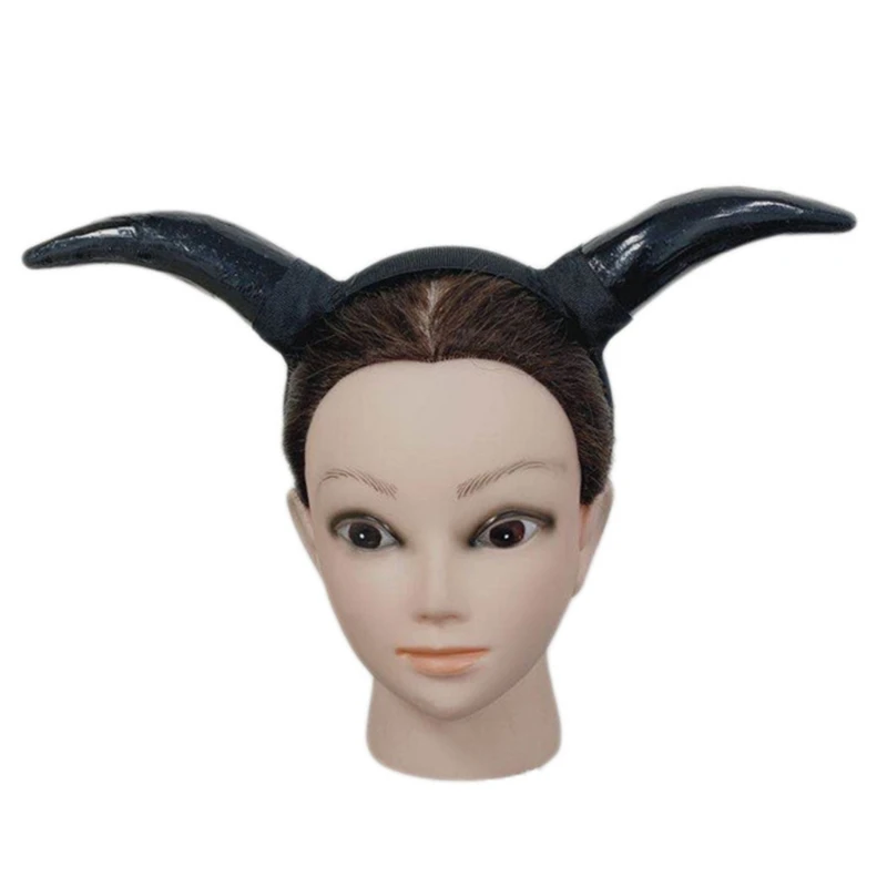 M2EA Vrouwen Ox Hoorn Hoofdtooi Dansen Party Props Hoofdband Voor Halloween Party Creative Evil Queen Cosplay Haar Accessoires